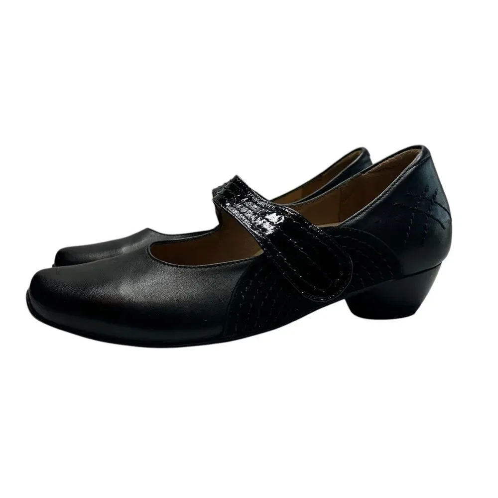 ZIeRA Black Mary Jane Leather Shoes with Strap 37